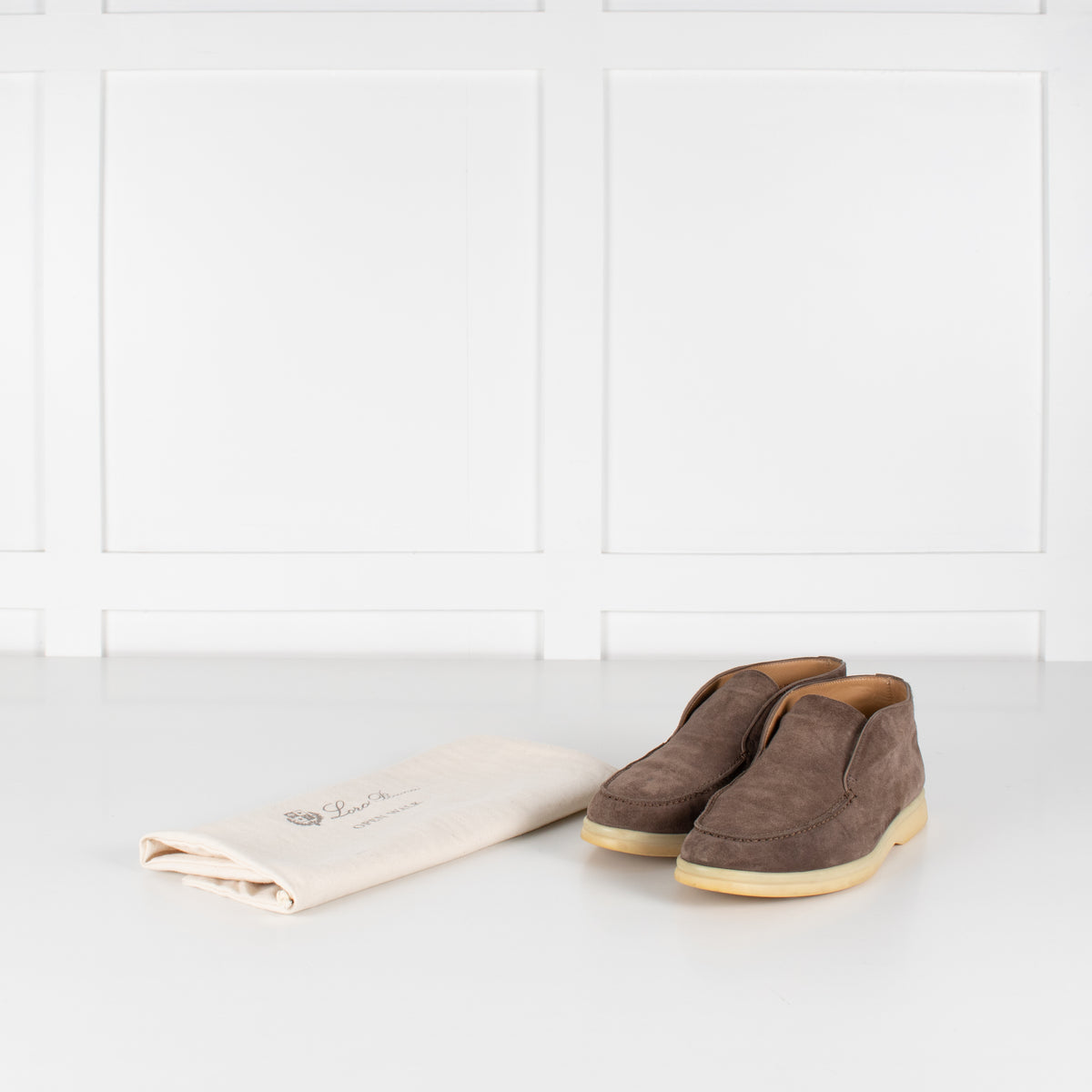 Loro Piana Beige Suede Open Walk Ankle Boots