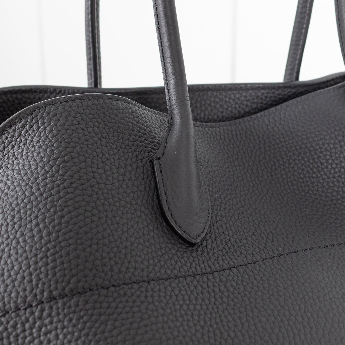 The Row Black Pebbled Leather Margaux 17 Bag