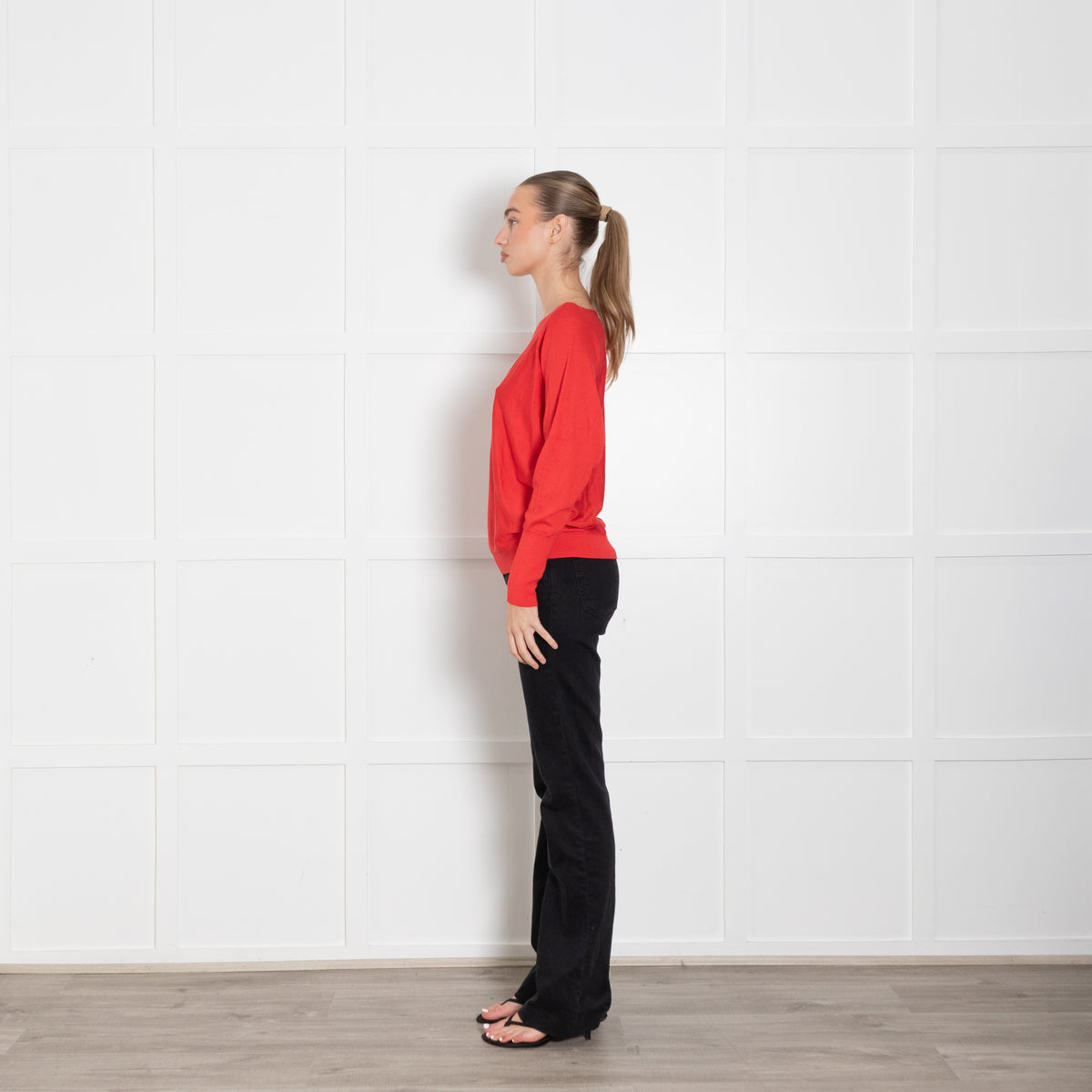 Lafayette 148 Red Wool Blend Fine Knit Sweater