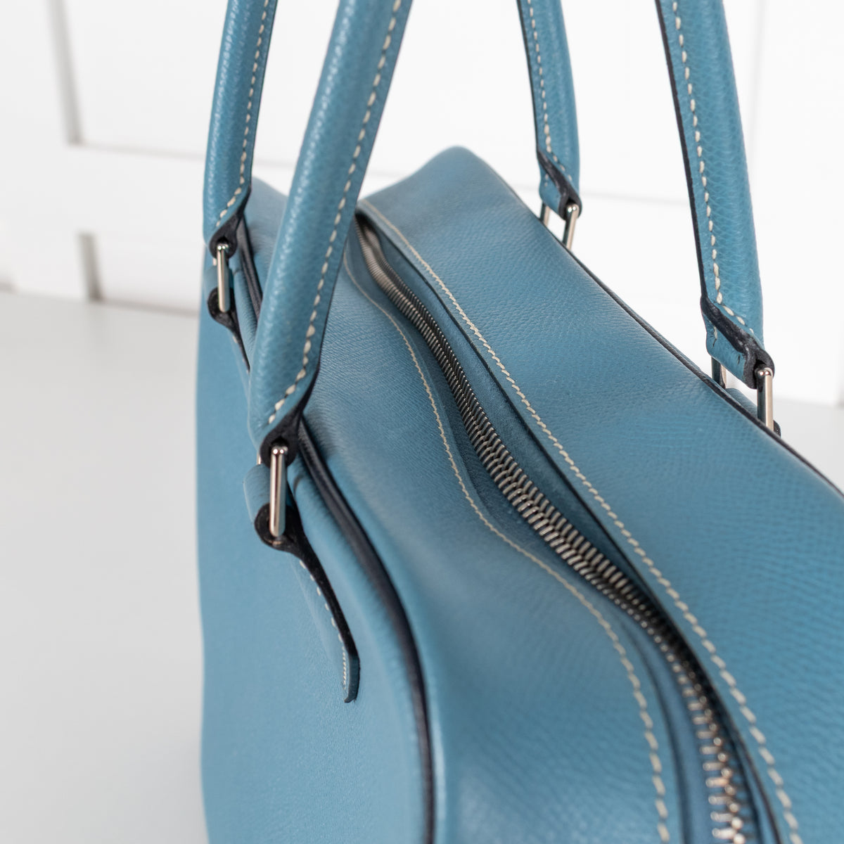 Hermes Blue Plume Epsom Leather Handbag