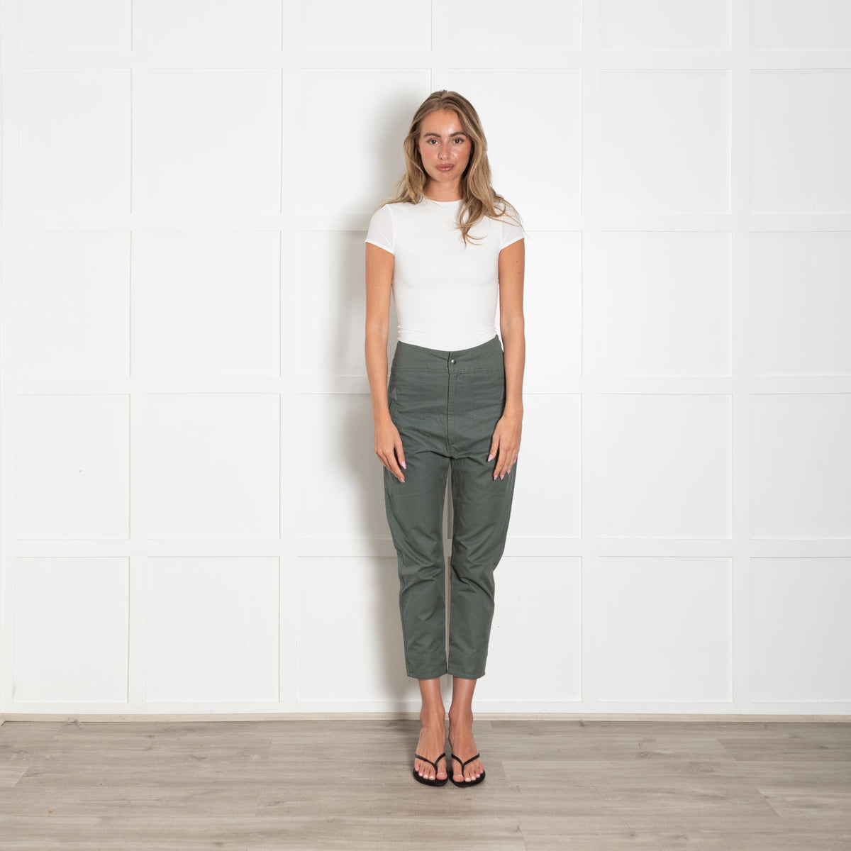 Isabel Marant Etoile Green Cotton Detailed Pocket Trousers