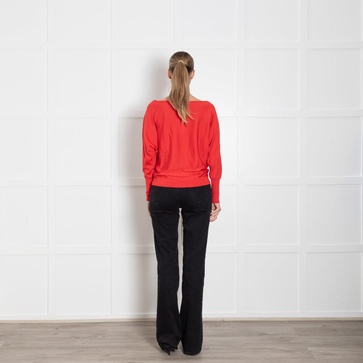 Lafayette 148 Red Wool Blend Fine Knit Sweater