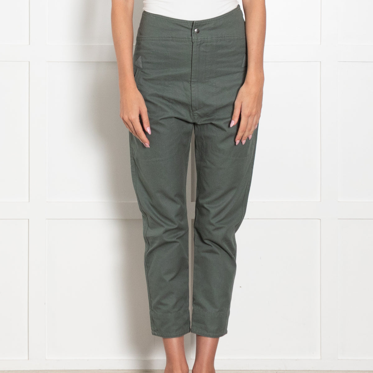 Isabel Marant Etoile Green Cotton Detailed Pocket Trousers