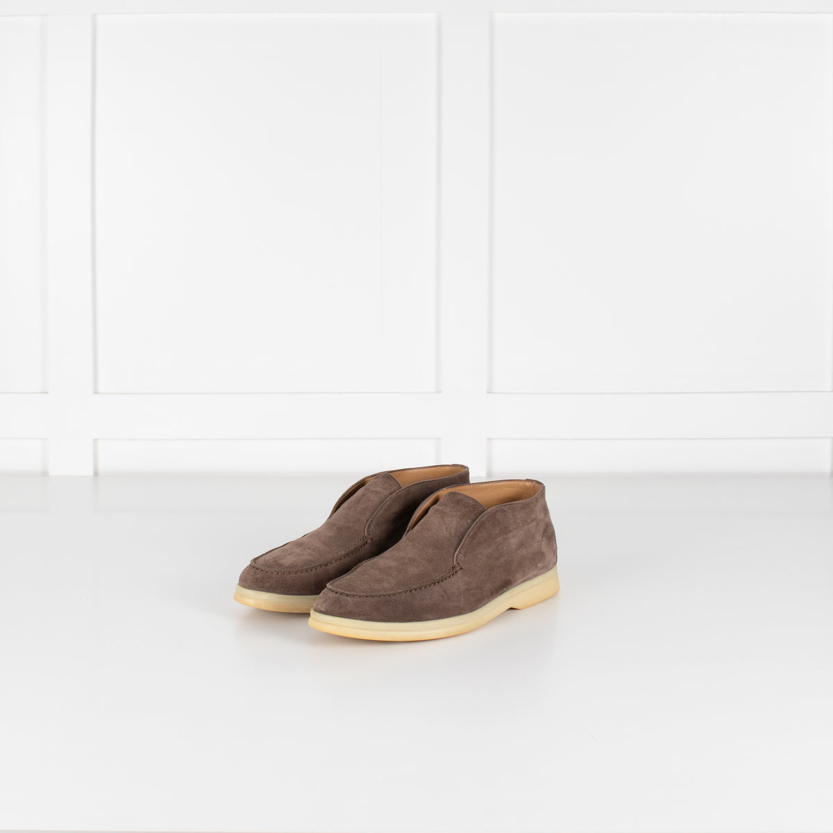 Loro Piana Beige Suede Open Walk Ankle Boots