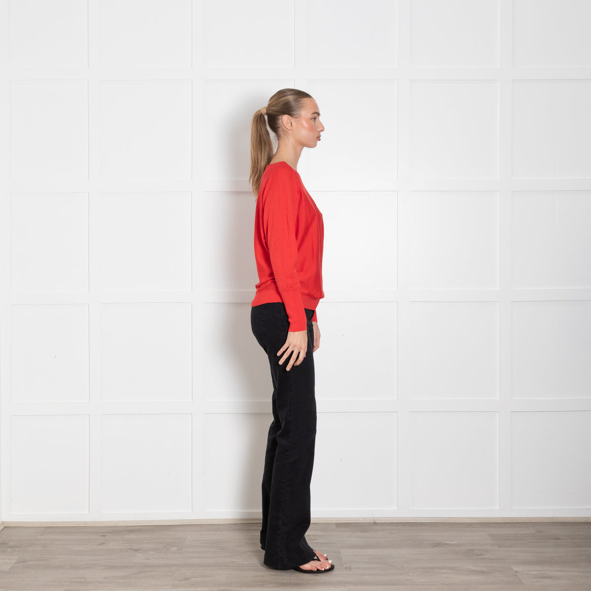 Lafayette 148 Red Wool Blend Fine Knit Sweater