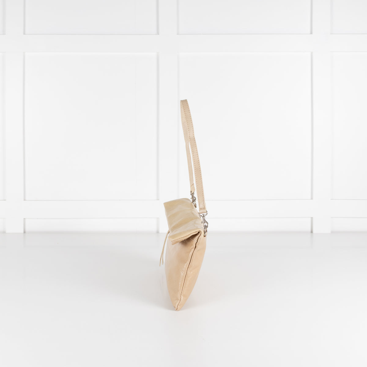 Gianni Chiarini Beige Leather Clutch with Removable Strap