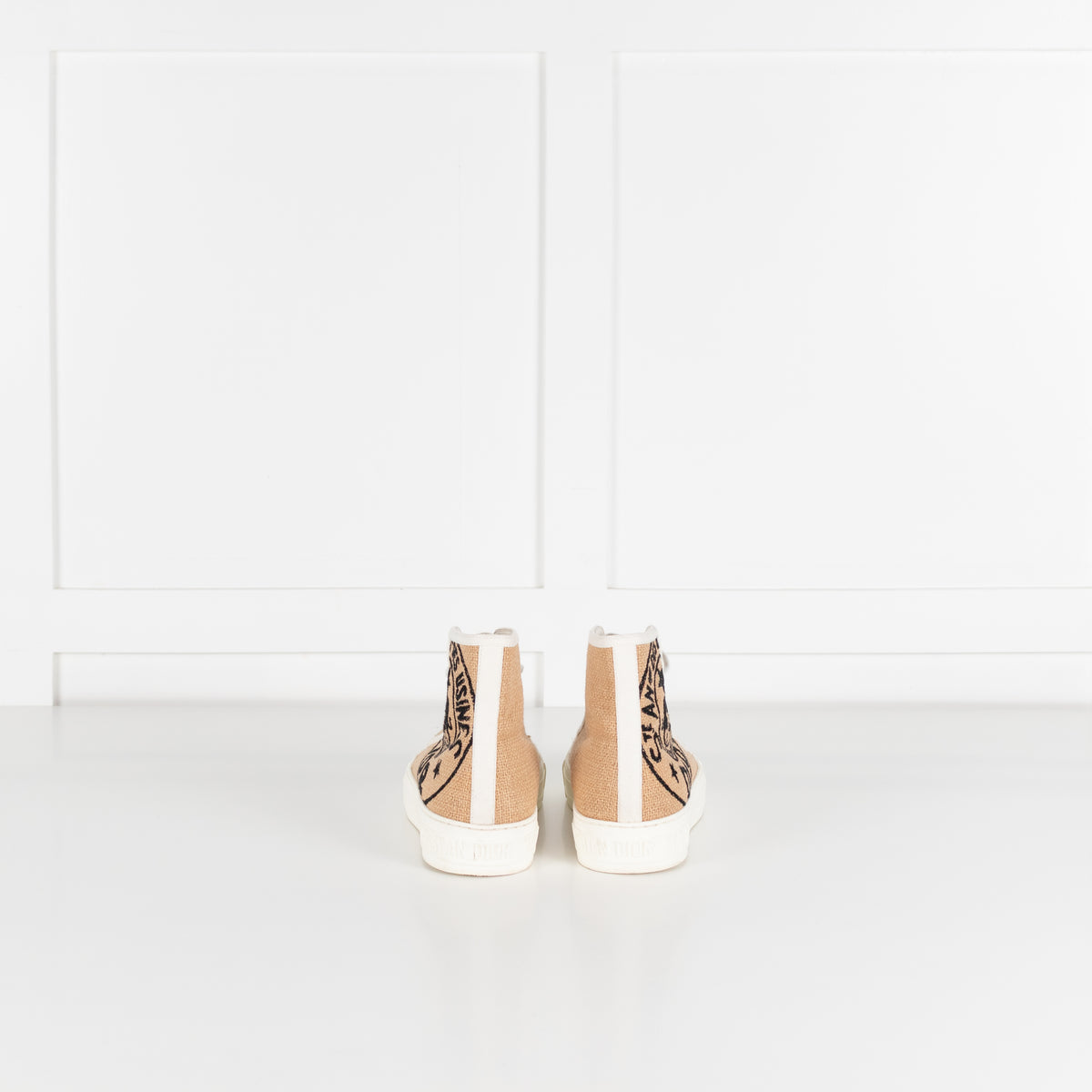 Christian Dior Beige Black Jute Union Canvas High Tops