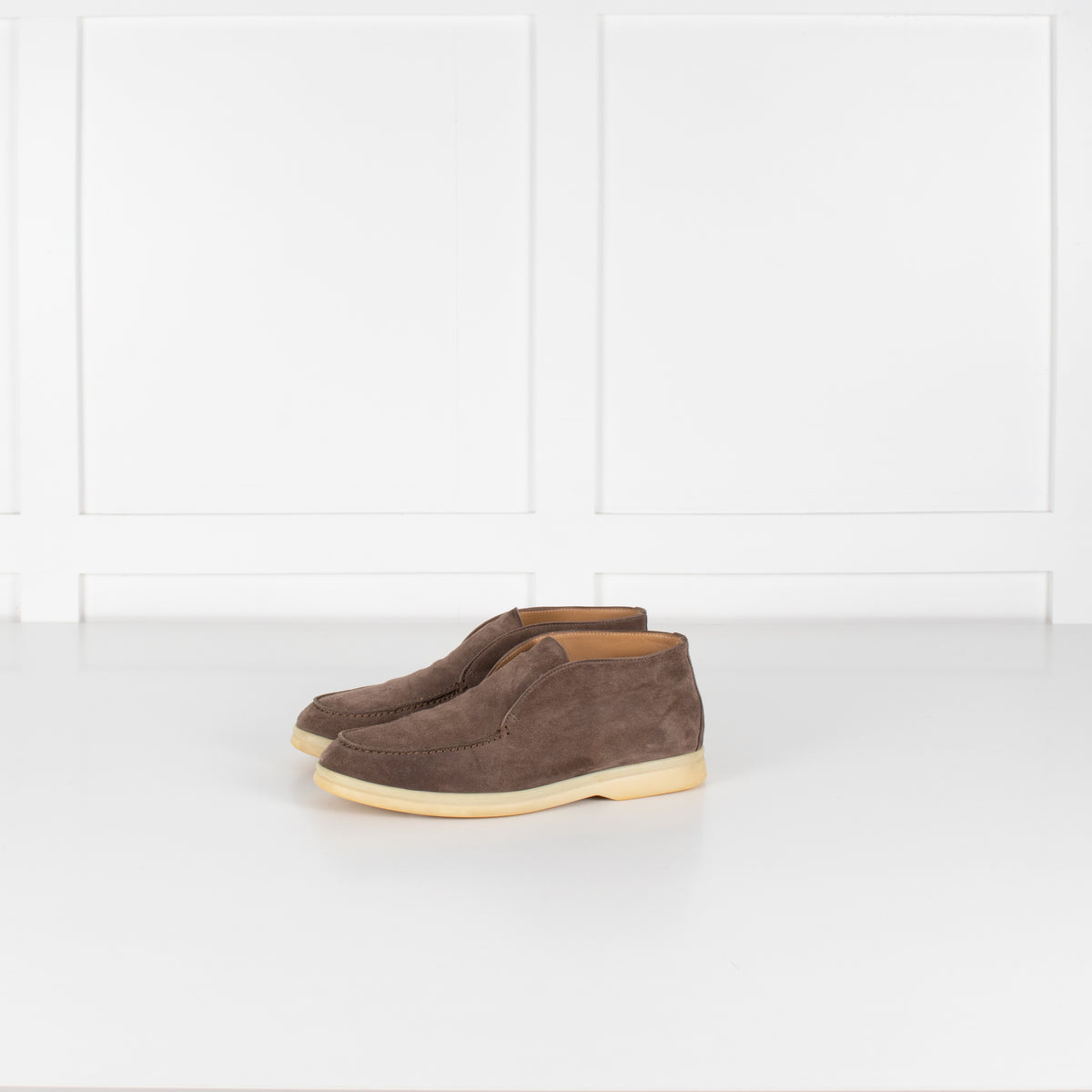Loro Piana Beige Suede Open Walk Ankle Boots