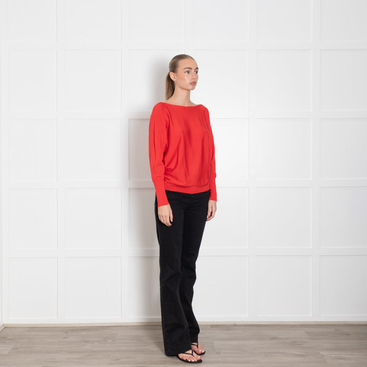 Lafayette 148 Red Wool Blend Fine Knit Sweater