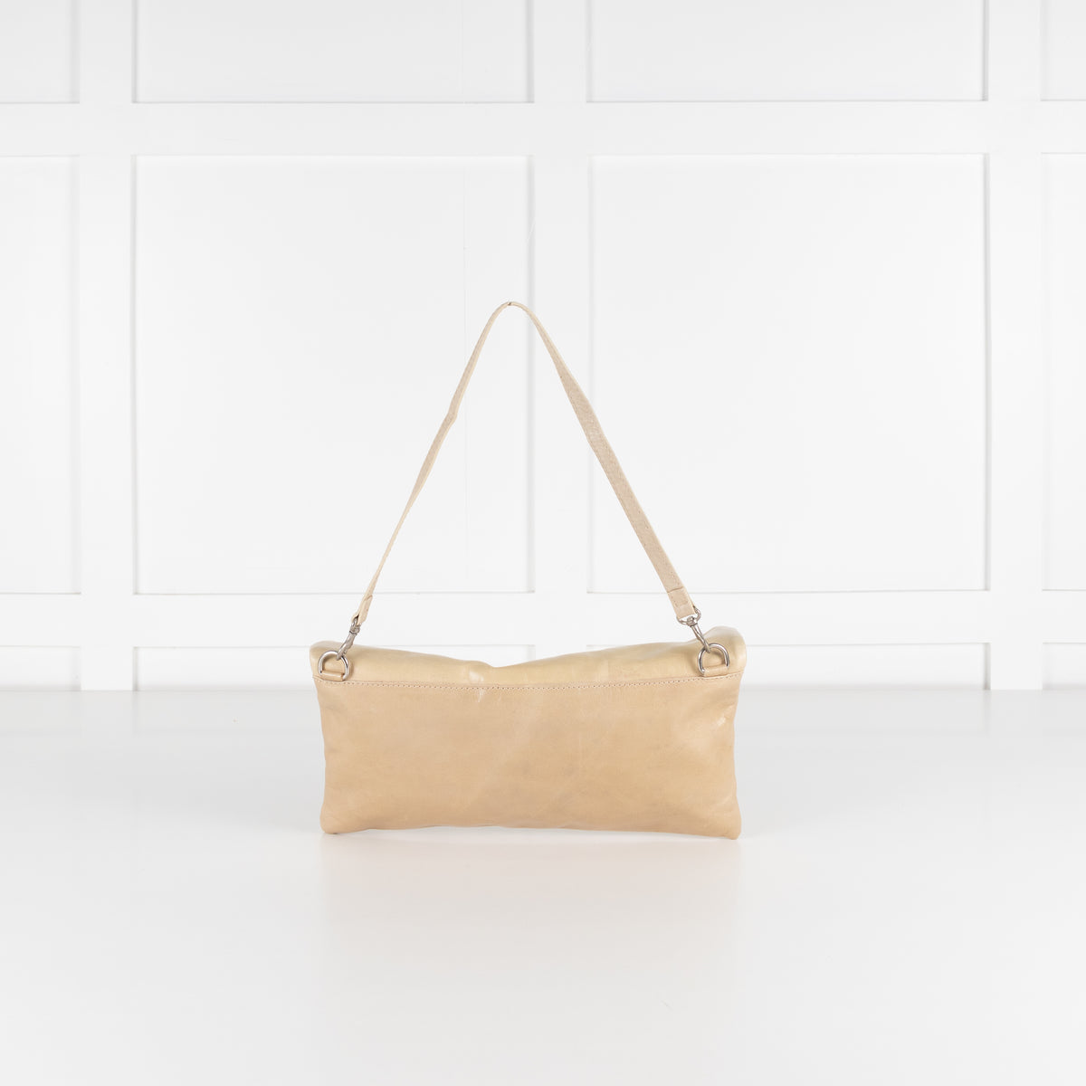 Gianni Chiarini Beige Leather Clutch with Removable Strap