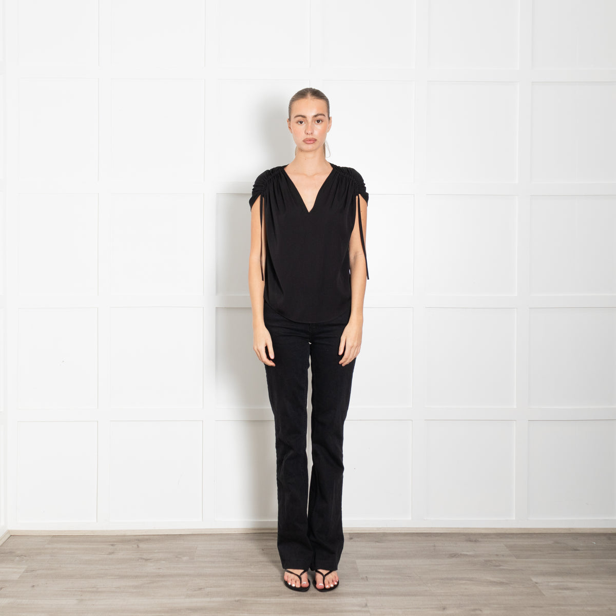 Vince Black Silk Cap Sleeve Top