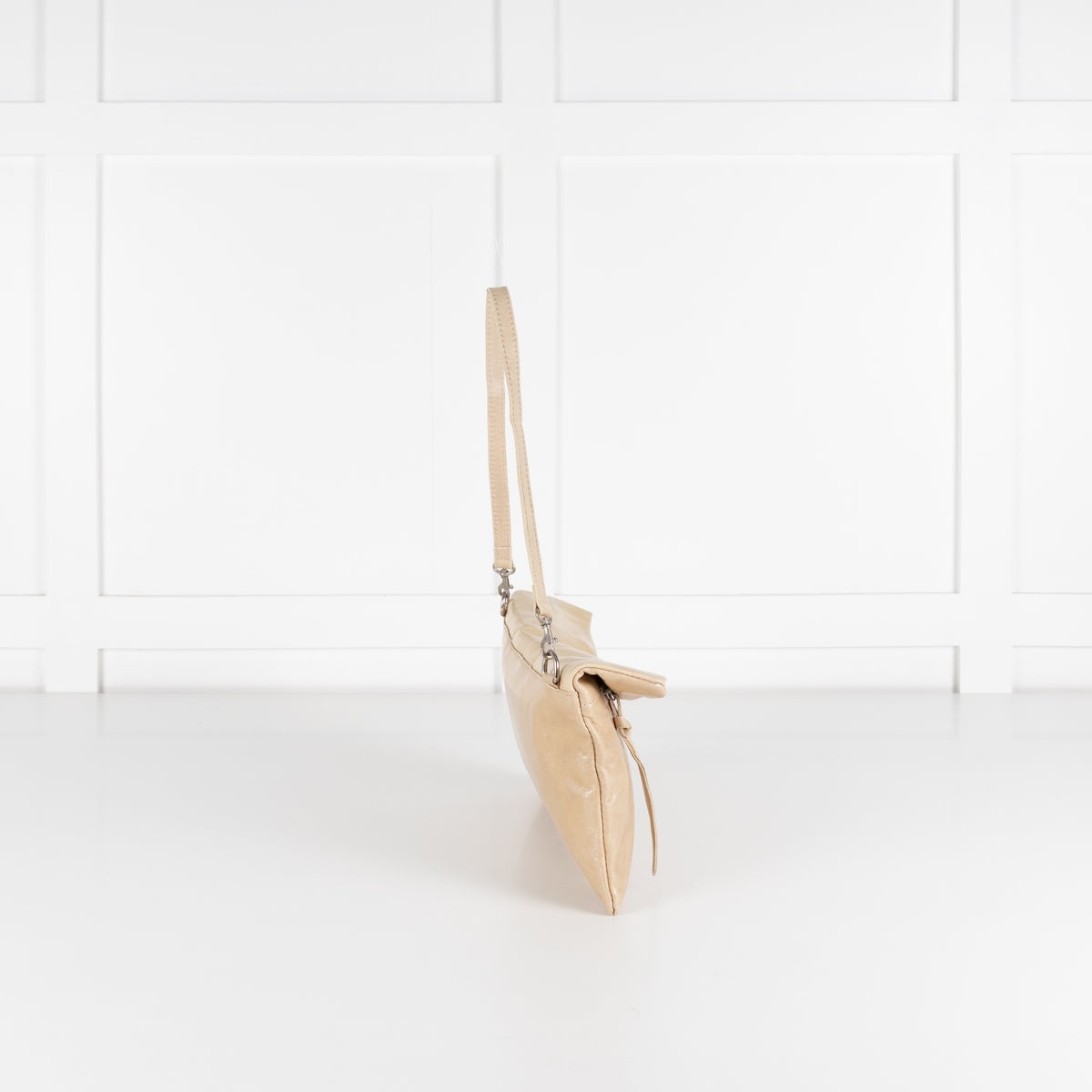 Gianni Chiarini Beige Leather Clutch with Removable Strap