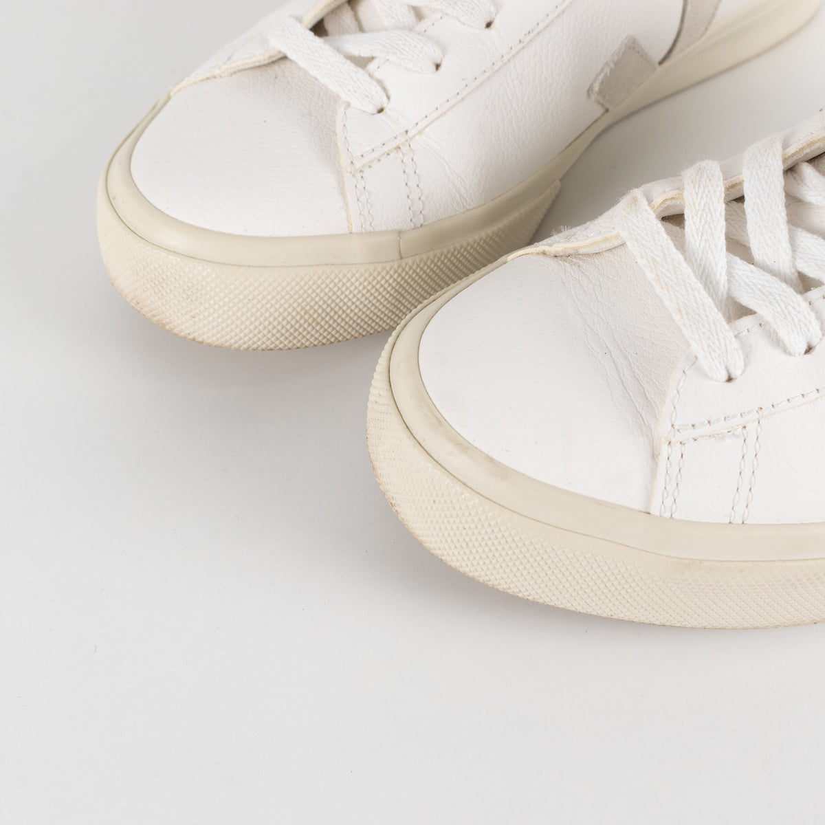 Veja White Leather Lace Up Trainers