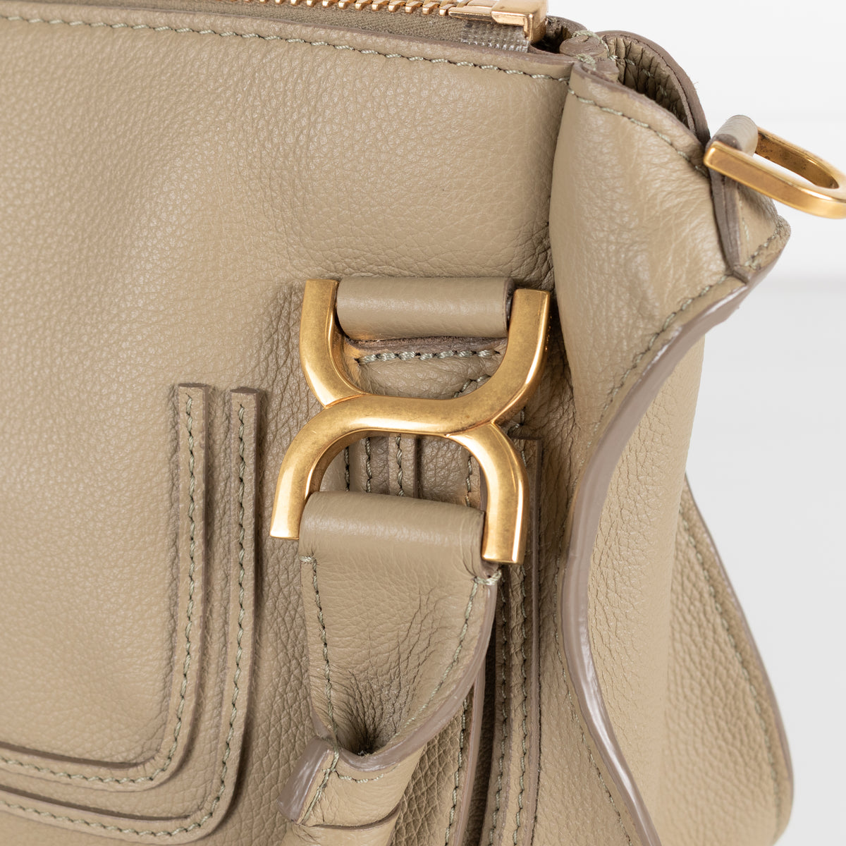 Chloe Khaki Marcie Handbag With Crossbody Strap
