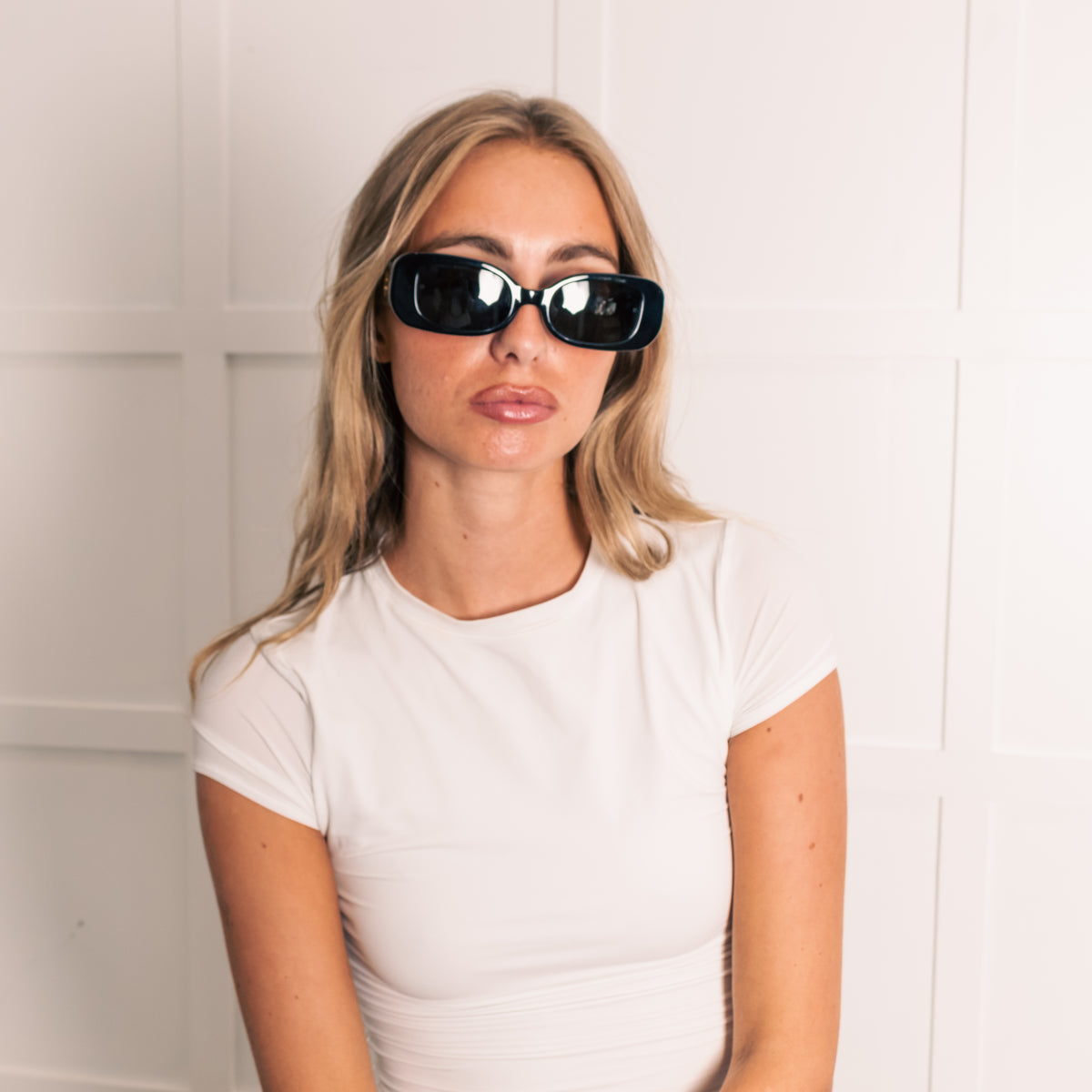 Linda Farrow Black Acetate Rectangle Shape
