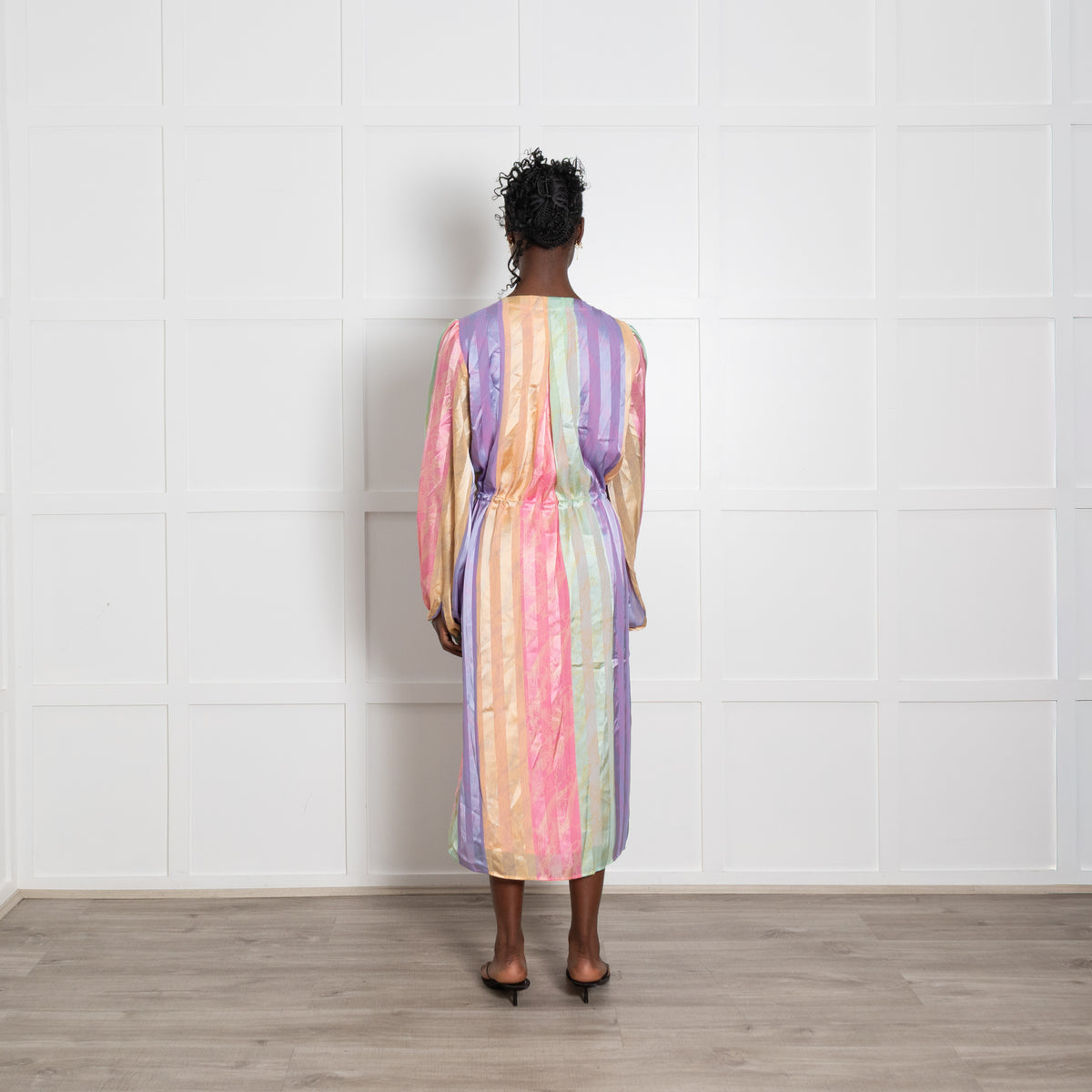 Stine Goya Purple, Pink and Green Stripe Cinch Waist Dress
