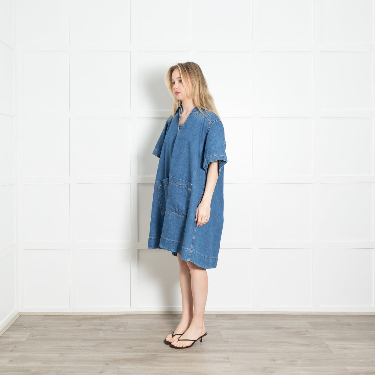 Me + Em Blue Denim Short Sleeve Dress