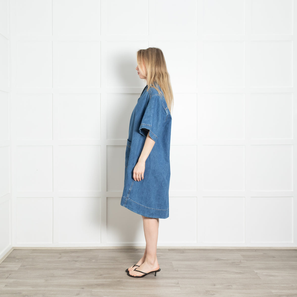 Me + Em Blue Denim Short Sleeve Dress