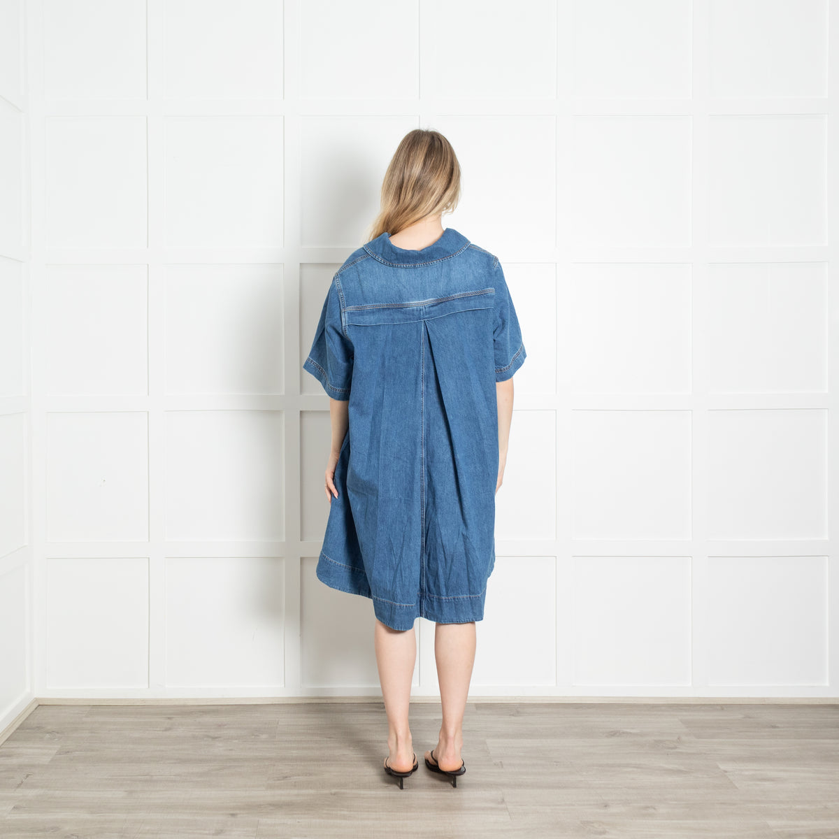 Me + Em Blue Denim Short Sleeve Dress