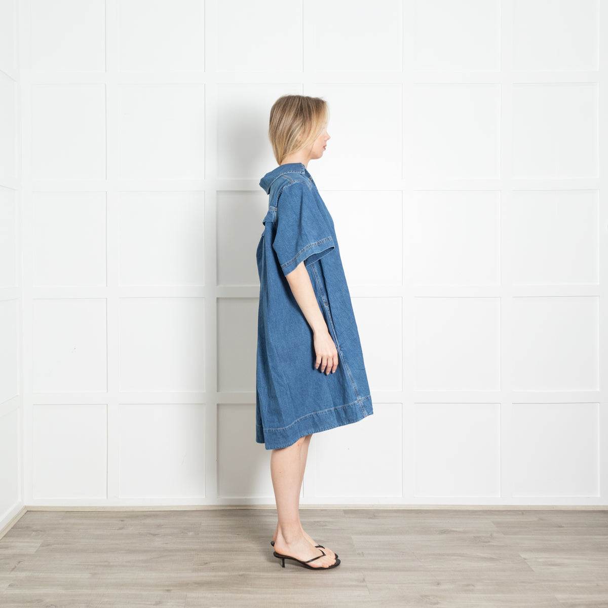 Me + Em Blue Denim Short Sleeve Dress