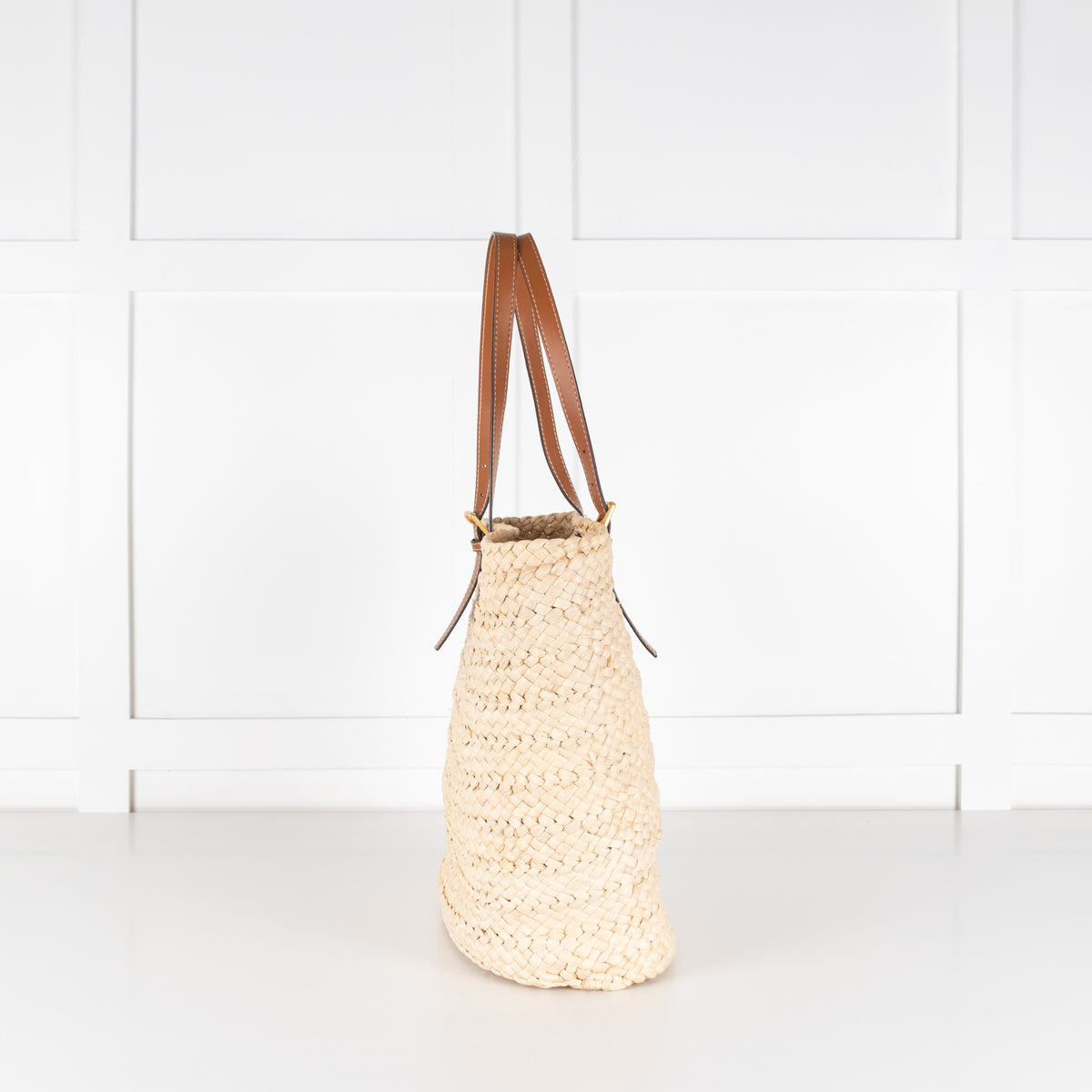 Tory Burch Raffia Tan Handle Tote Bag