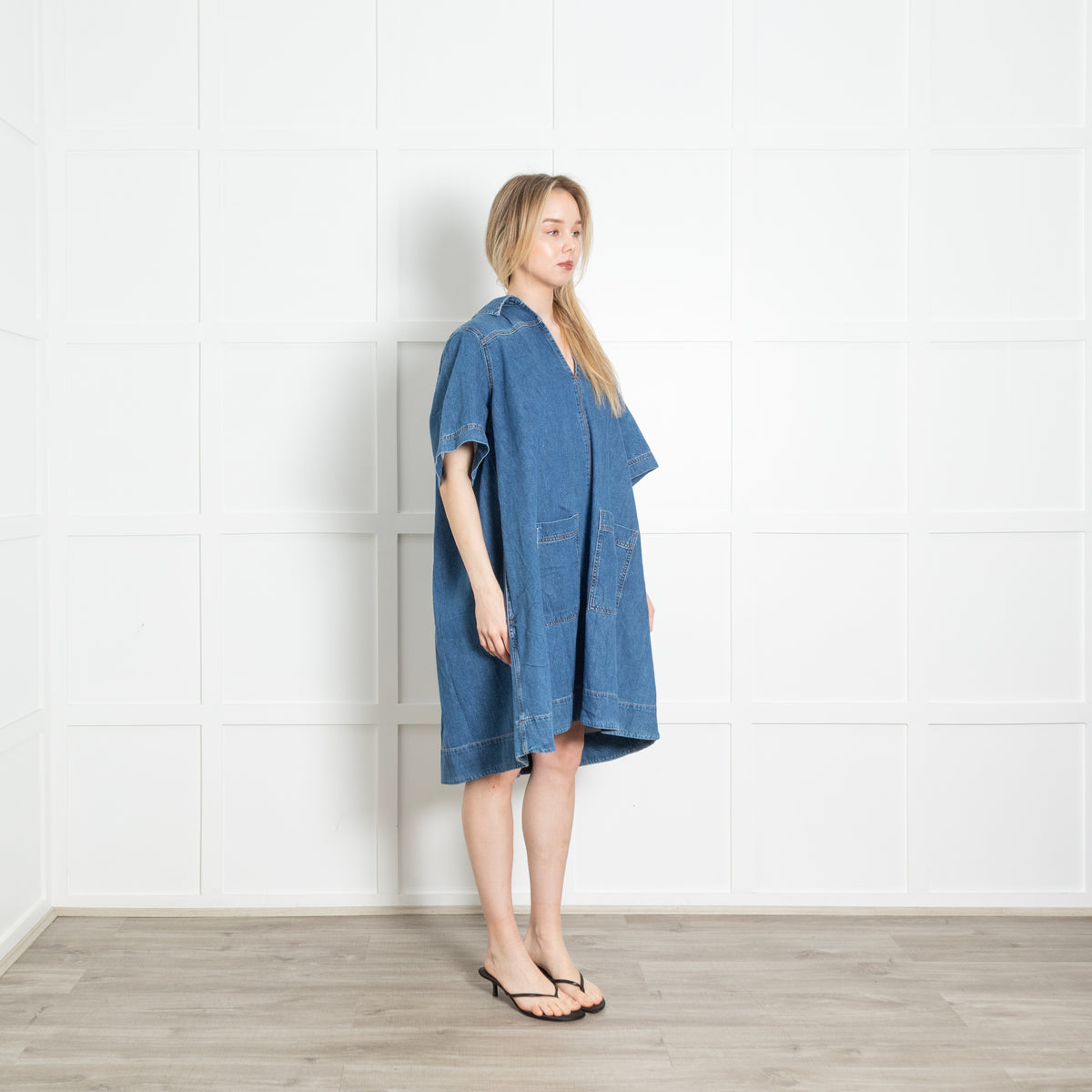 Me + Em Blue Denim Short Sleeve Dress