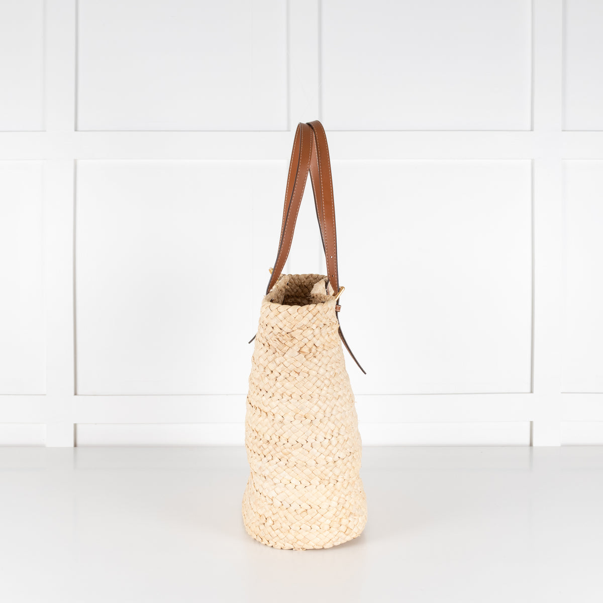 Tory Burch Raffia Tan Handle Tote Bag