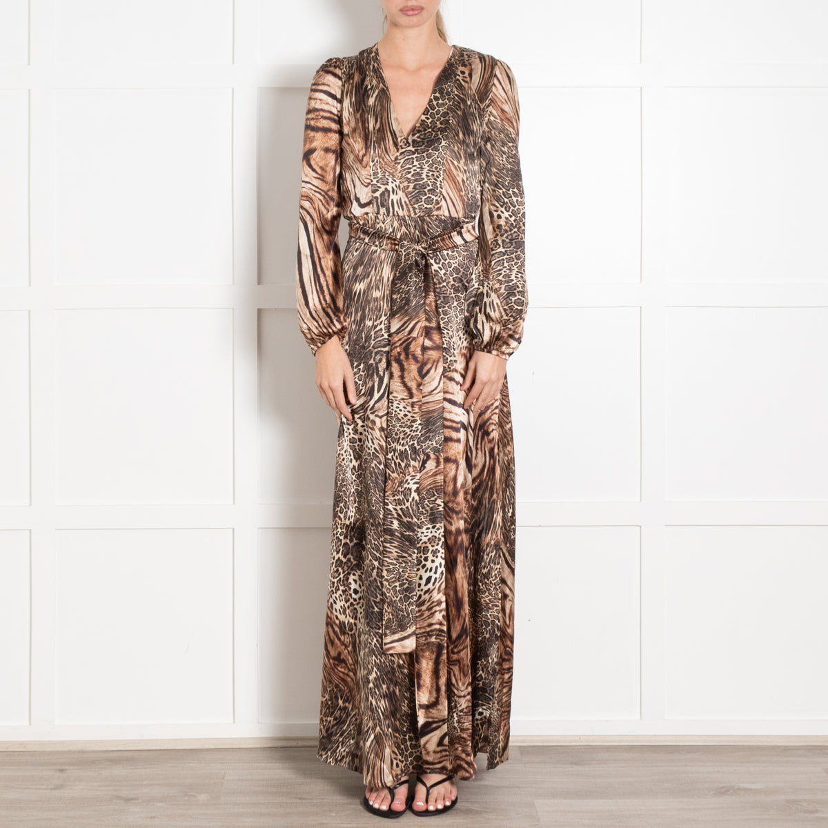 Ridley Leopard Print Silk Maxi Dress with Belt