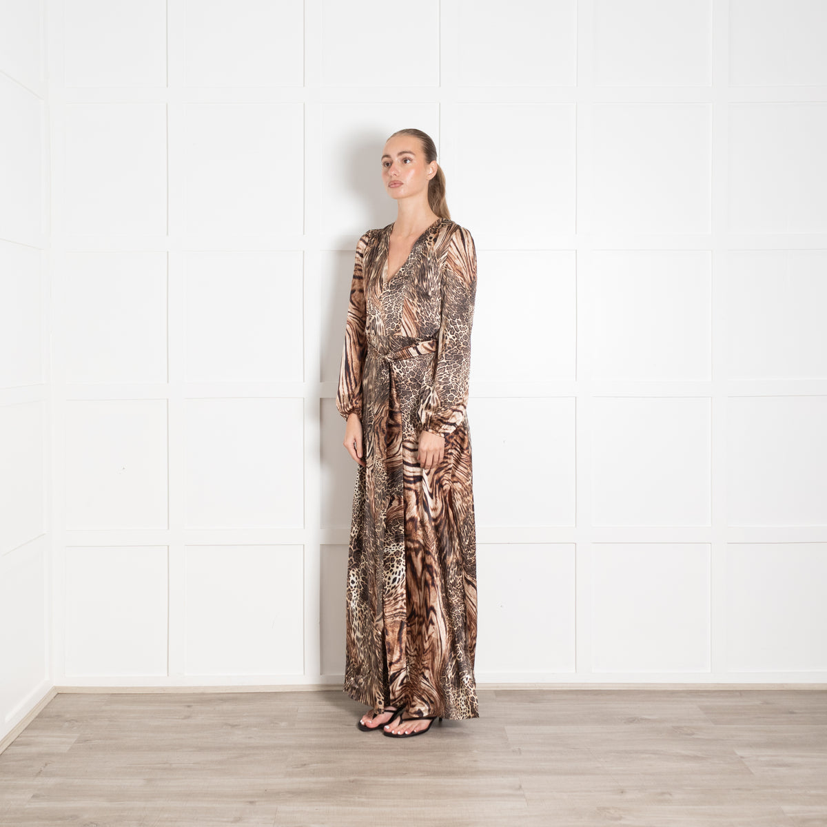 Ridley Leopard Print Silk Maxi Dress with Belt