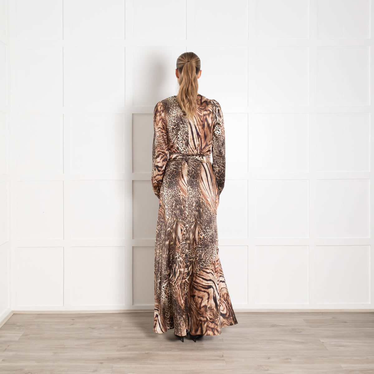 Ridley Leopard Print Silk Maxi Dress with Belt