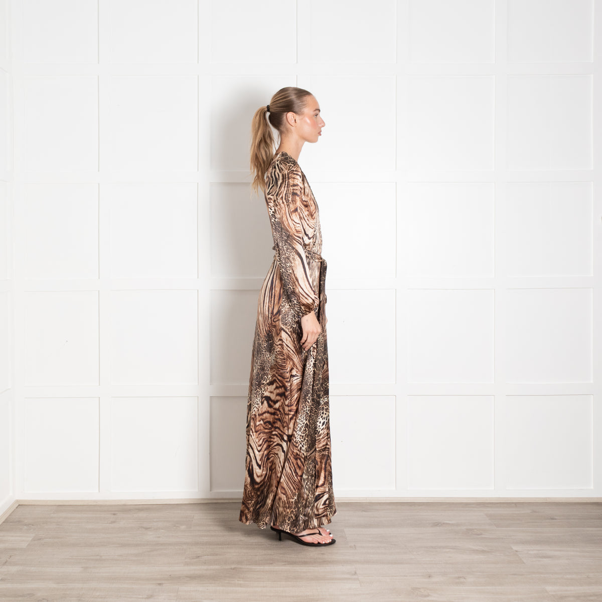 Ridley Leopard Print Silk Maxi Dress with Belt
