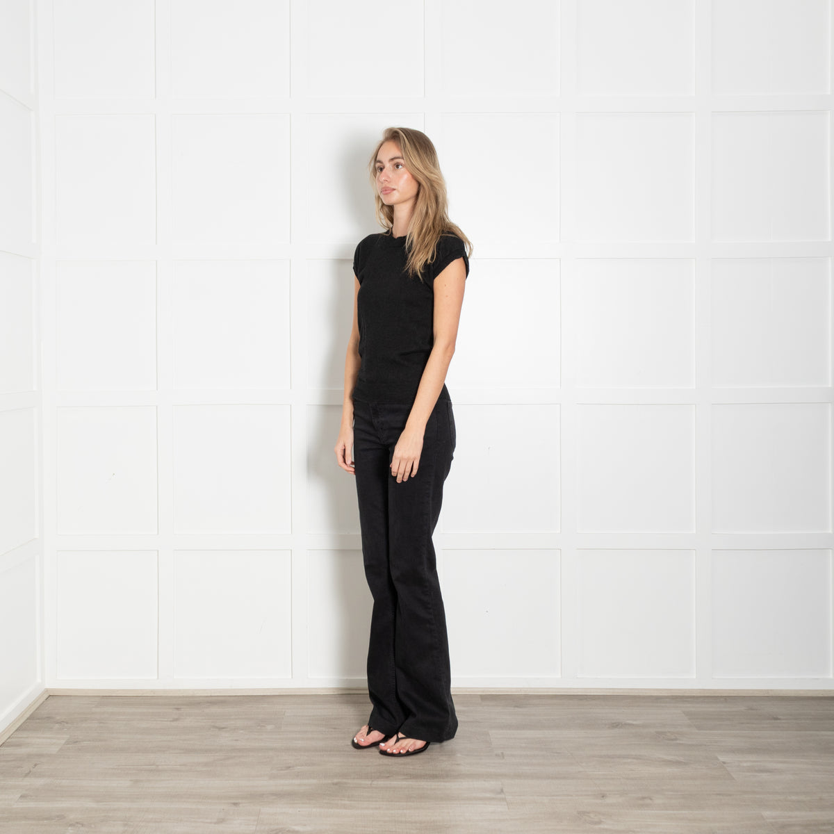 Margaret Howell Black Linen/Merino Wool Mix Short Sleeve Jumper