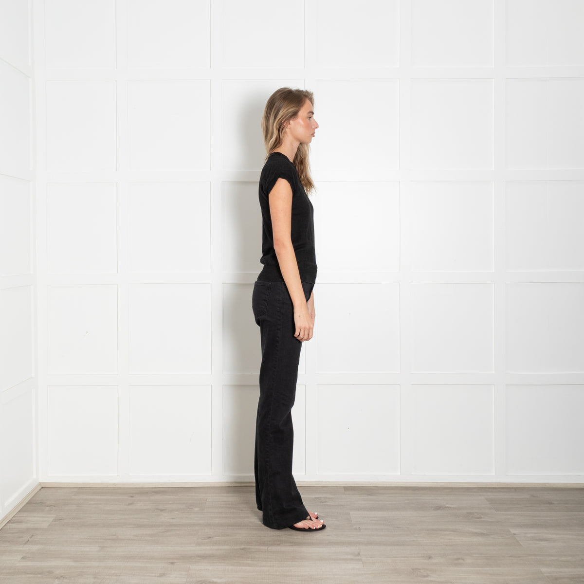 Margaret Howell Black Linen/Merino Wool Mix Short Sleeve Jumper