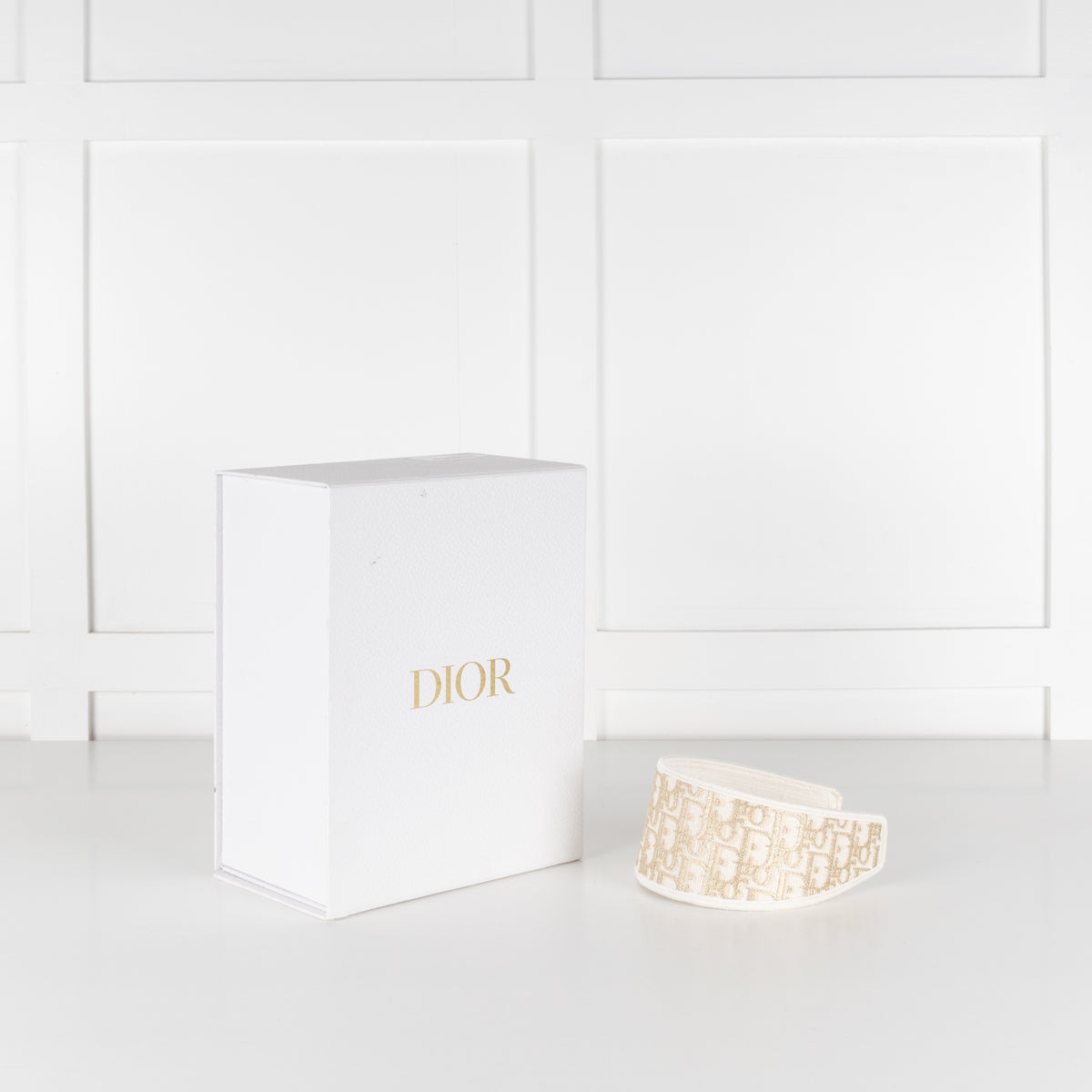 Dior Oblique White and Gold Wide Headband