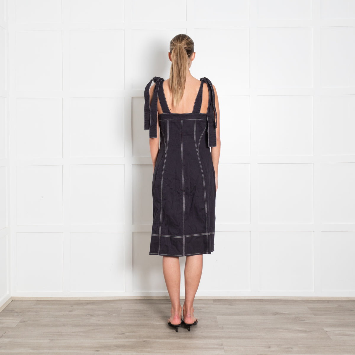 Ulla Johnson Black Contrast Stitch Cotton Dress