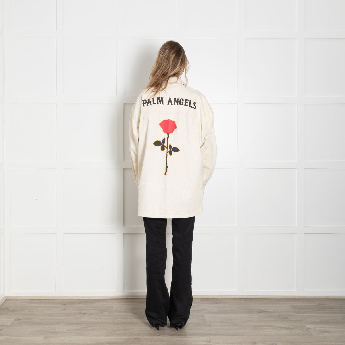 Palm Angels Off White Paint Splatter Denim Shacket