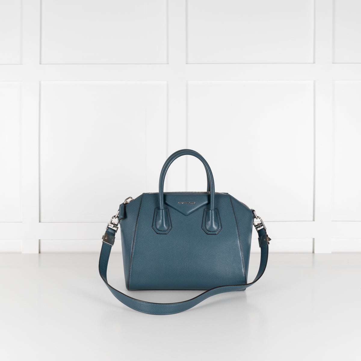 Givenchy Teal Leather Small Antigona Top Handle Bag