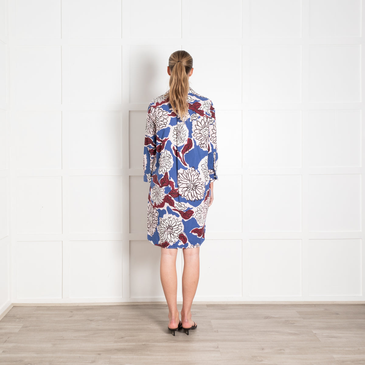 Weekend Max Mara Blue, Pink and Burgundy Floral Shirt Dress