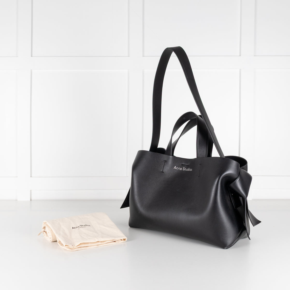 Acne Studios Black Leather Musubi Knot Tote