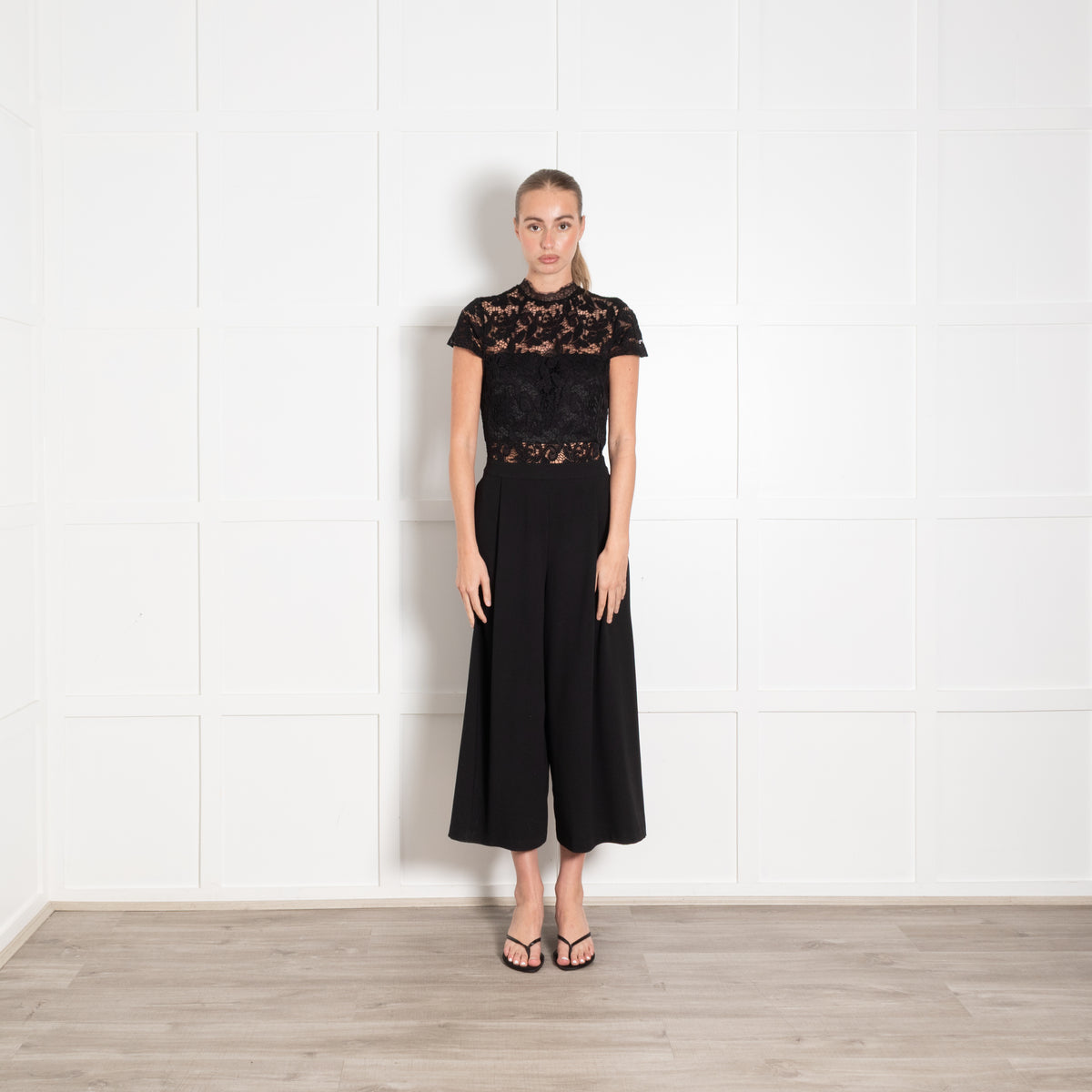 Alice and Olivia Black Lace Bodice Jumpsuit