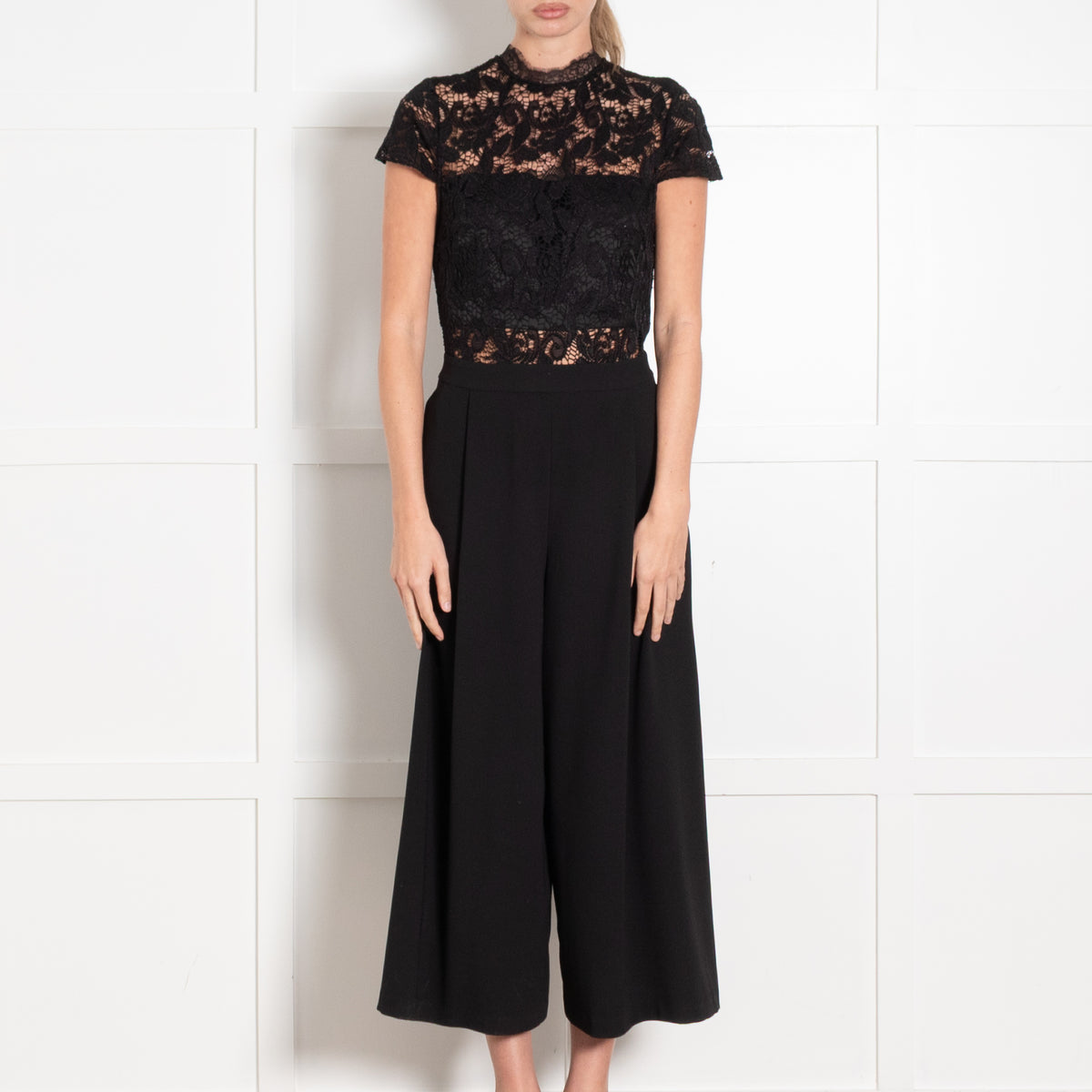 Alice and Olivia Black Lace Bodice Jumpsuit