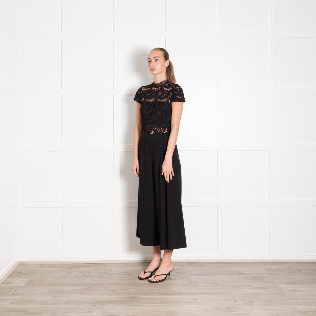 Alice and Olivia Black Lace Bodice Jumpsuit