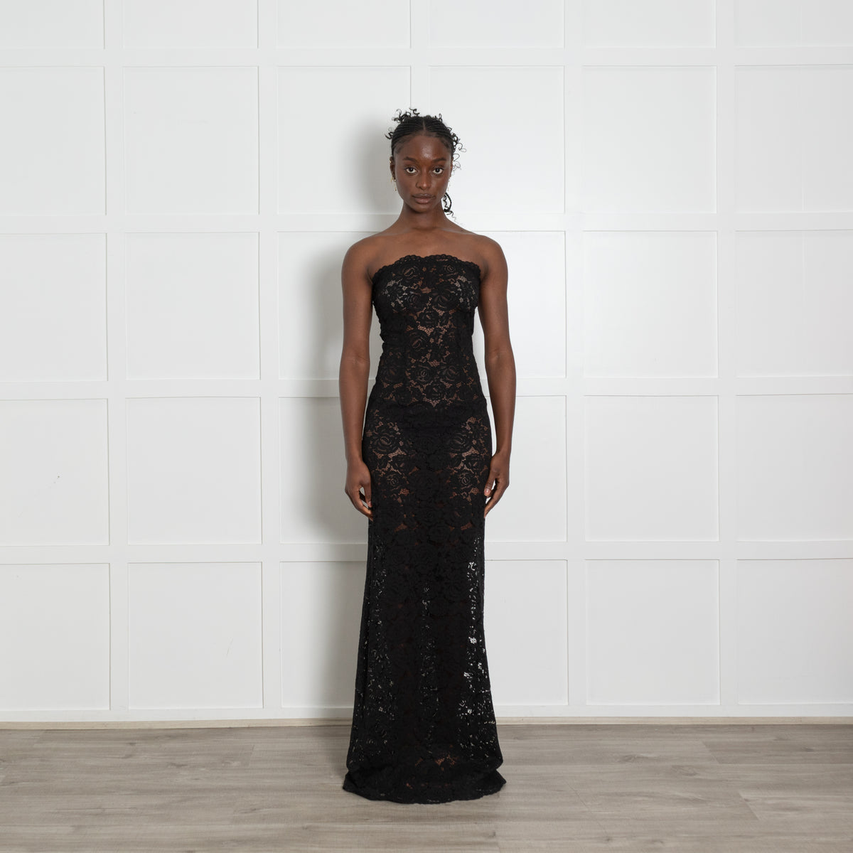 Hyphen Studio Black Lace Dress With Detachable Straps