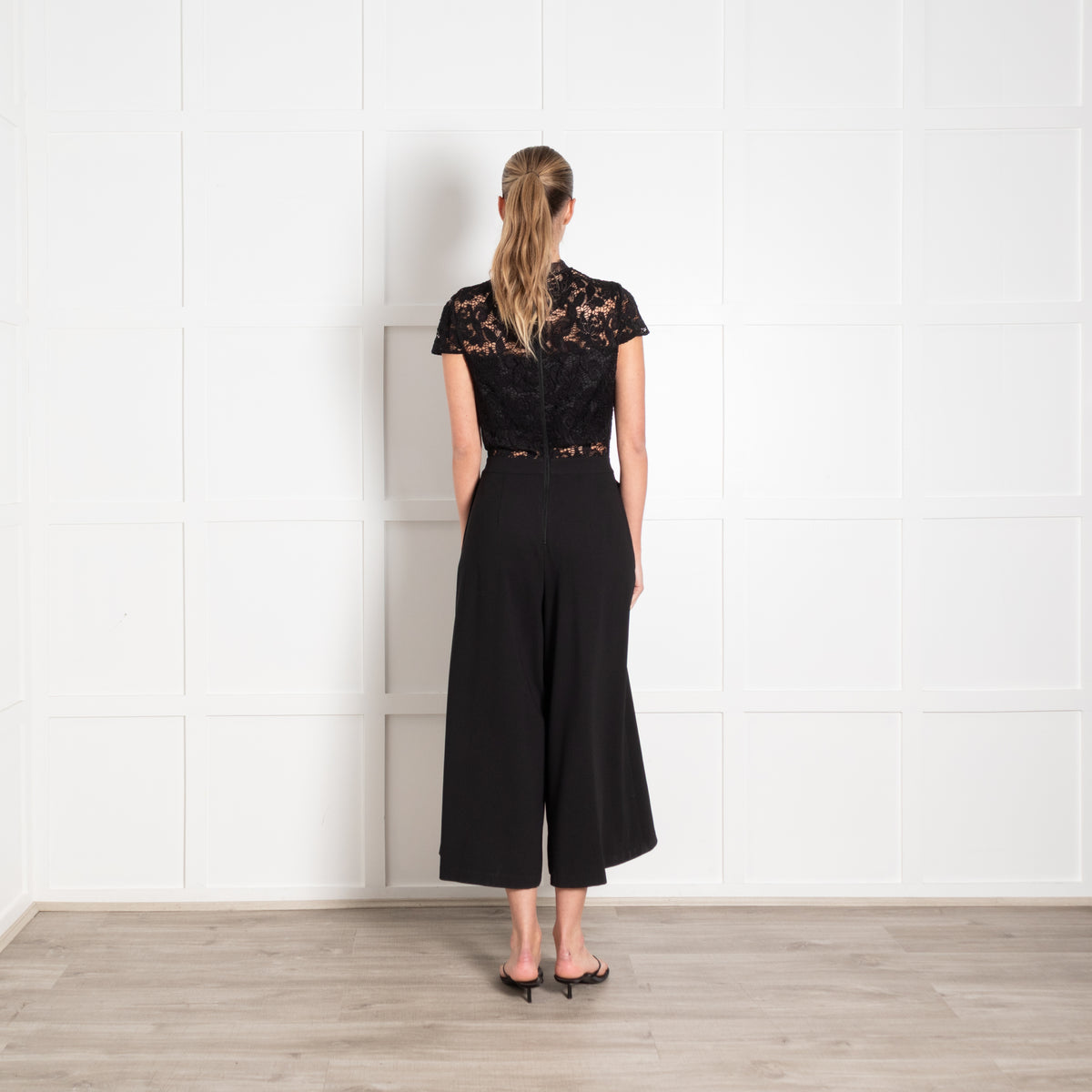 Alice and Olivia Black Lace Bodice Jumpsuit