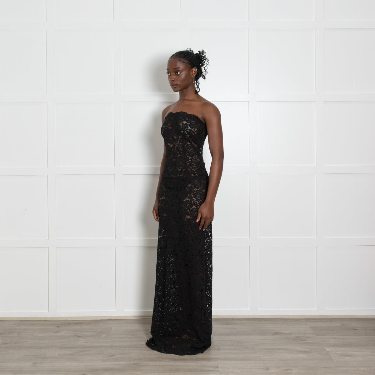 Hyphen Studio Black Lace Dress With Detachable Straps