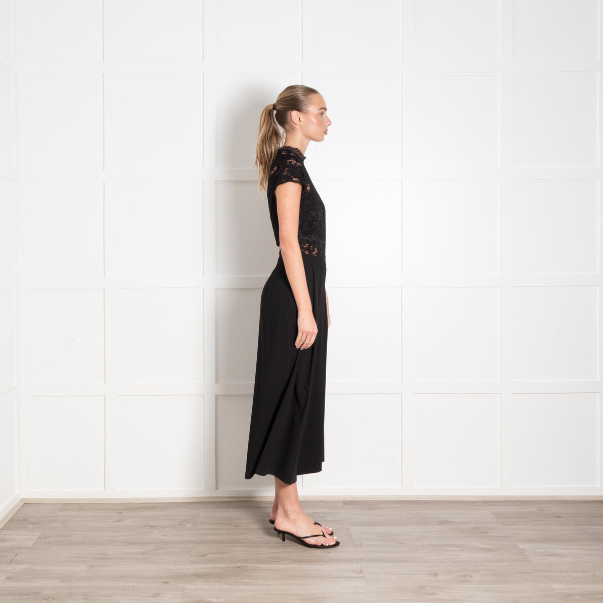 Alice and Olivia Black Lace Bodice Jumpsuit