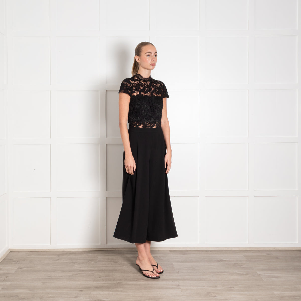 Alice and Olivia Black Lace Bodice Jumpsuit