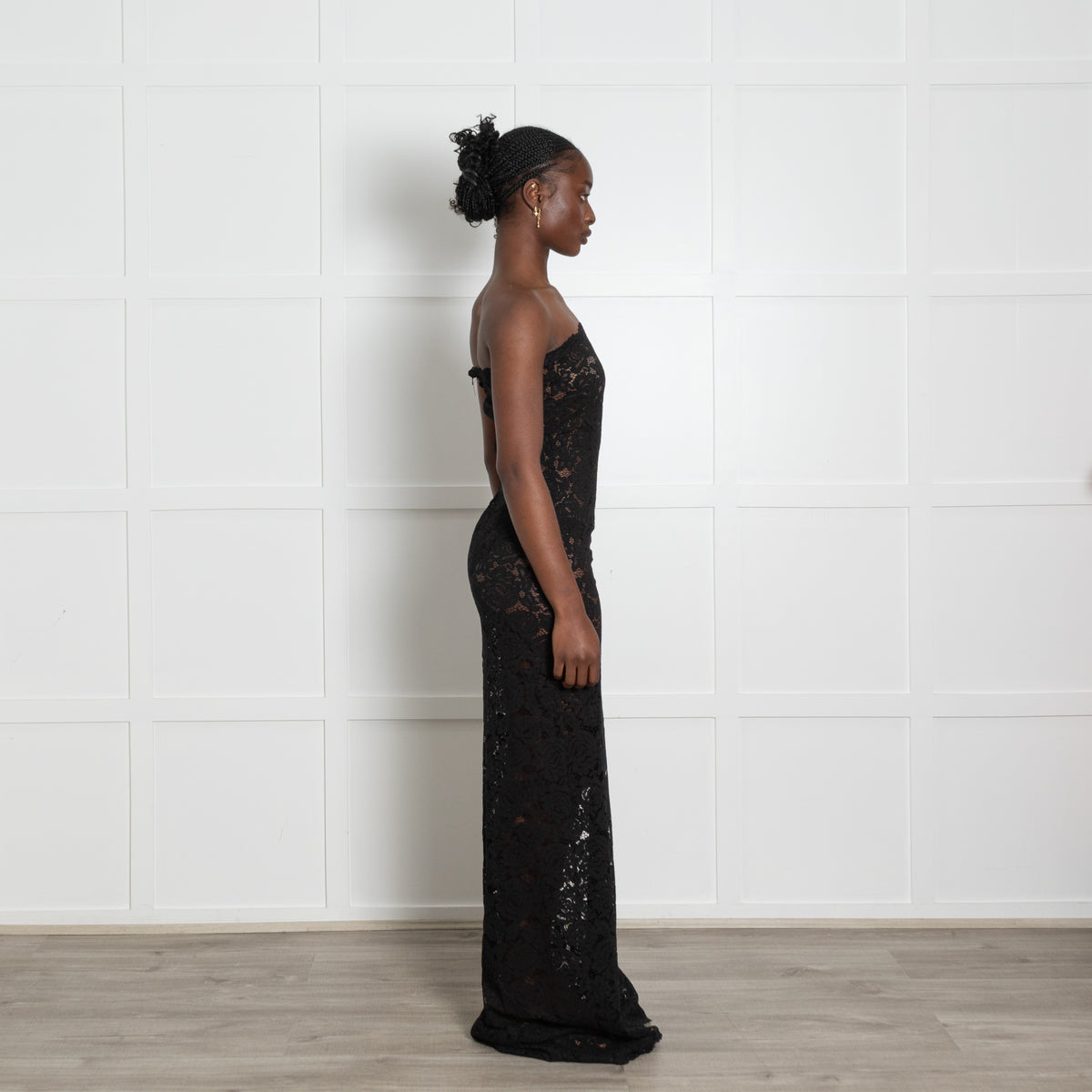 Hyphen Studio Black Lace Dress With Detachable Straps