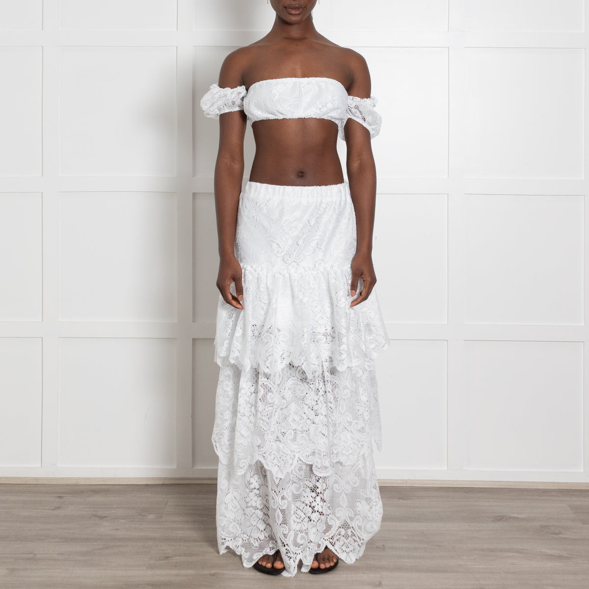Bohemian Bond White Lace Tiered Maxi Skirt Plus Top