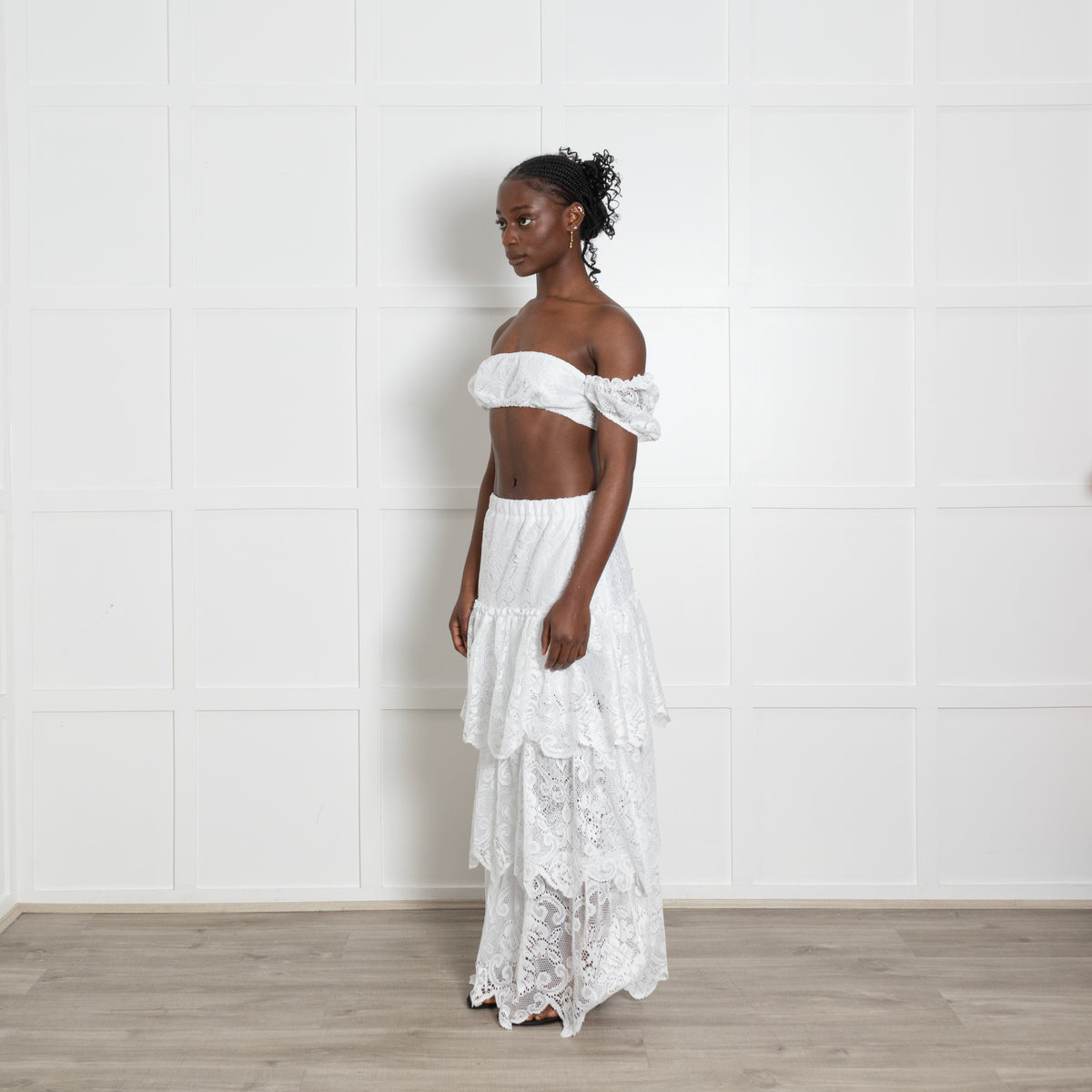 Bohemian Bond White Lace Tiered Maxi Skirt Plus Top